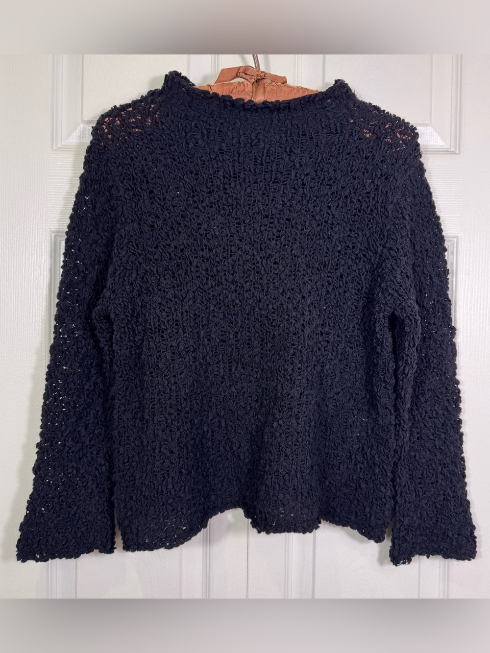 Eileen Fisher NWT Black Loop Knit Mock Neck Pullover Top S